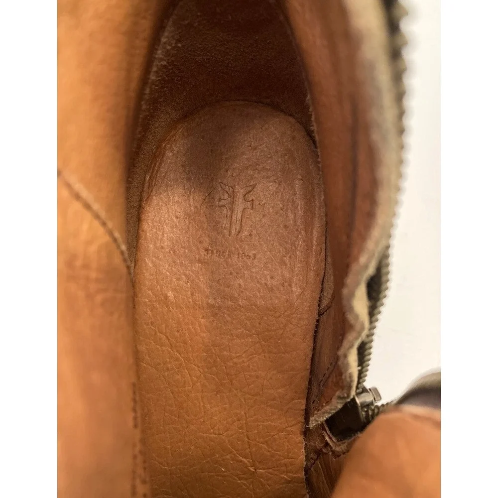 FRYE‎ Nora Studded Suede Ankle Bootie Side Zip Sand Tan Women's Size 7.5
